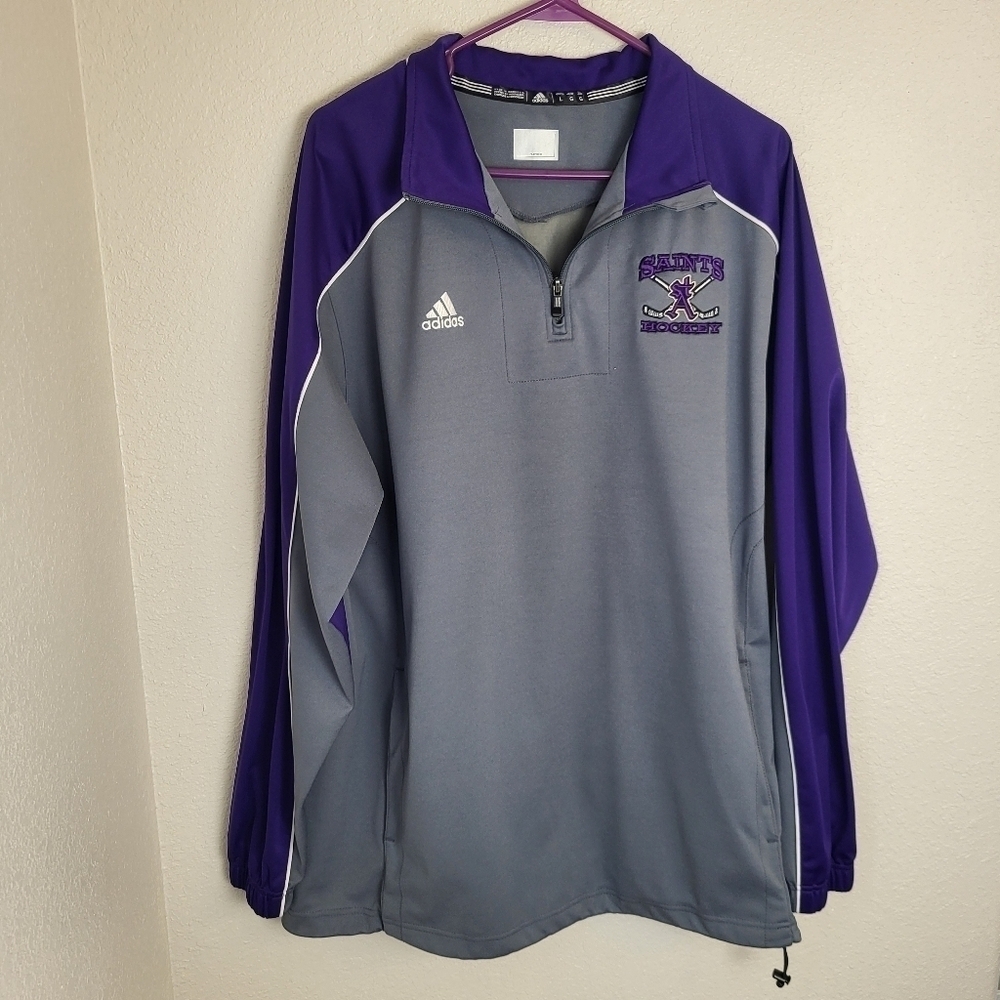 Adidas Jacket/Jersey Saints Hockey Purple Gray Men's Size Large Pullover EUC